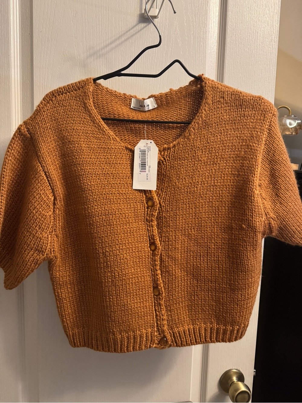 Sadie & Sage Cropped Button-Front Cardigan in Rust Orange - Anthropologie